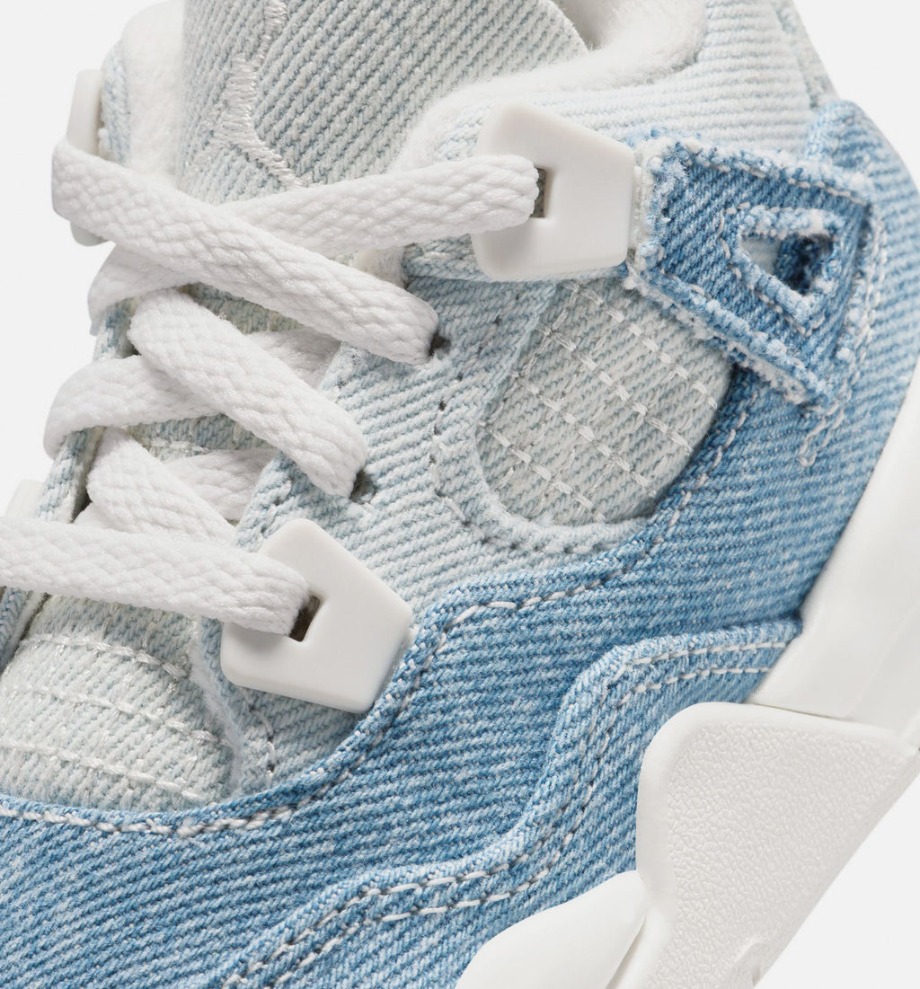 Air Jordan 4 Retro Worn Blue Infant & Toddler Lifestyle Shoe - Sail/Worn Blue/Metallic Gold