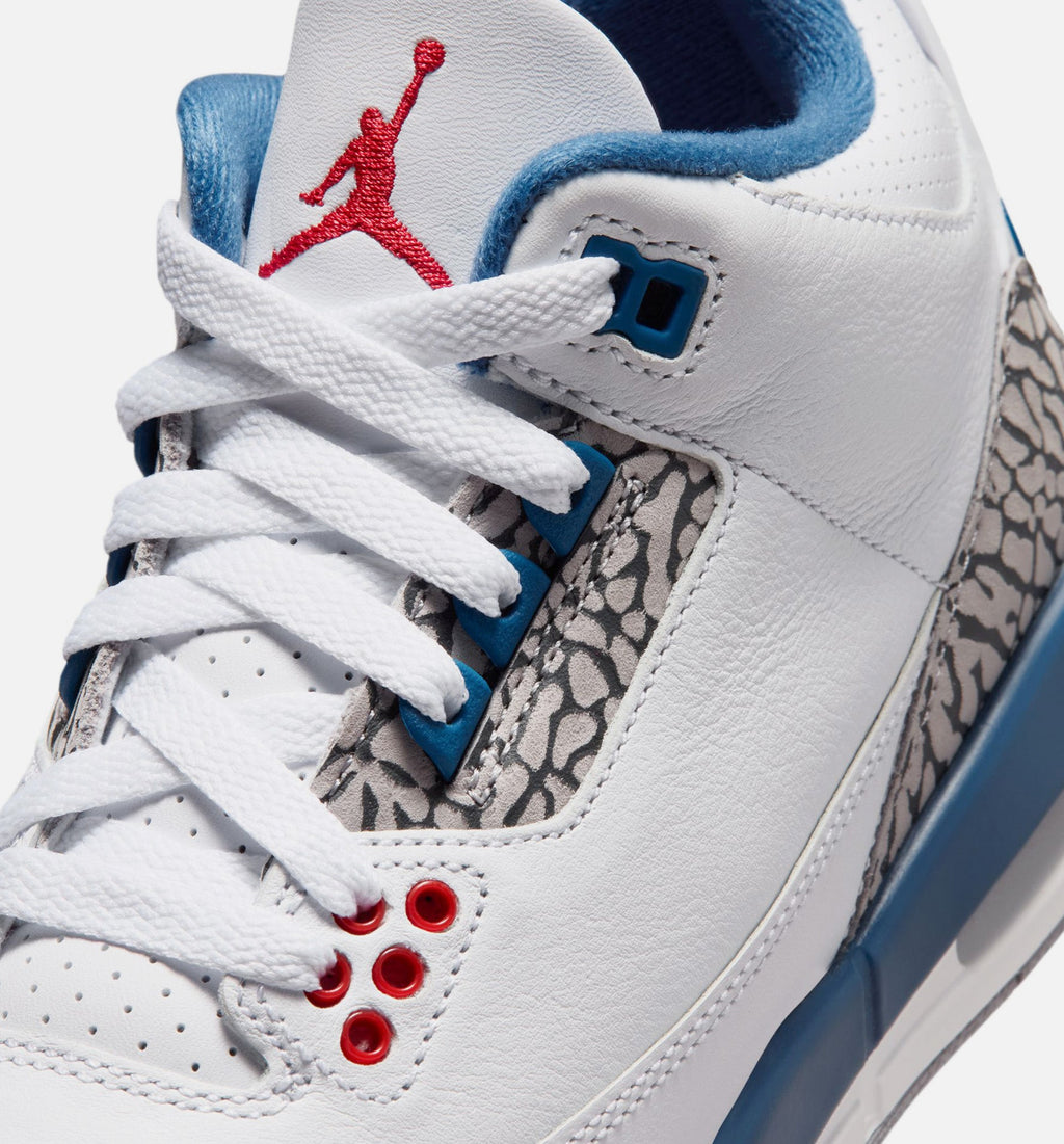 Air Jordan 3 Retro OG True Blue Grade School Shoe - White/Fire Red/True Blue