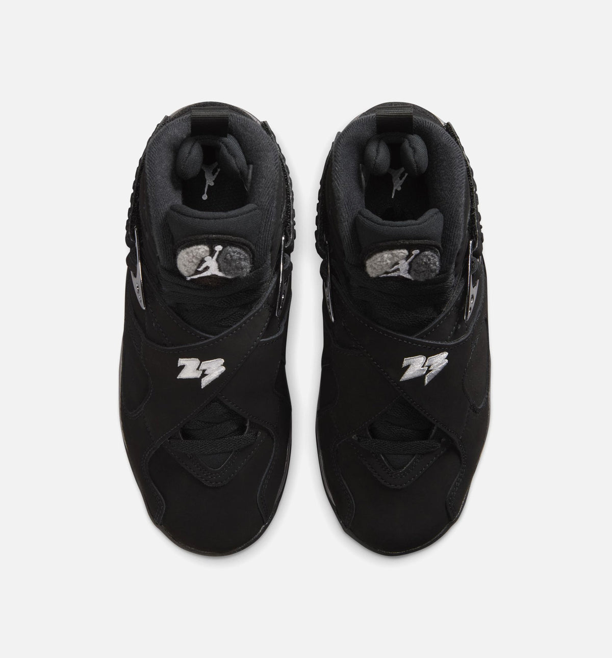 Air Jordan 8 Retro Chrome Black and Light Graphite Grade School Lifestyle Shoe - Black/White/Light Graphite