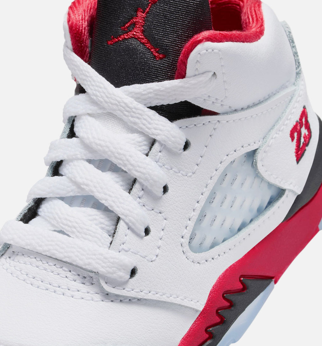 Air Jordan 5 Retro Fire Red Infant & Toddler Lifestyle Shoe - Fire Red/White