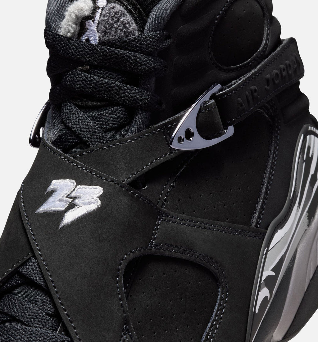 Air Jordan 8 Retro Chrome Black and Light Graphite Men's Lifestyle Shoe - Black/White/Light Graphite