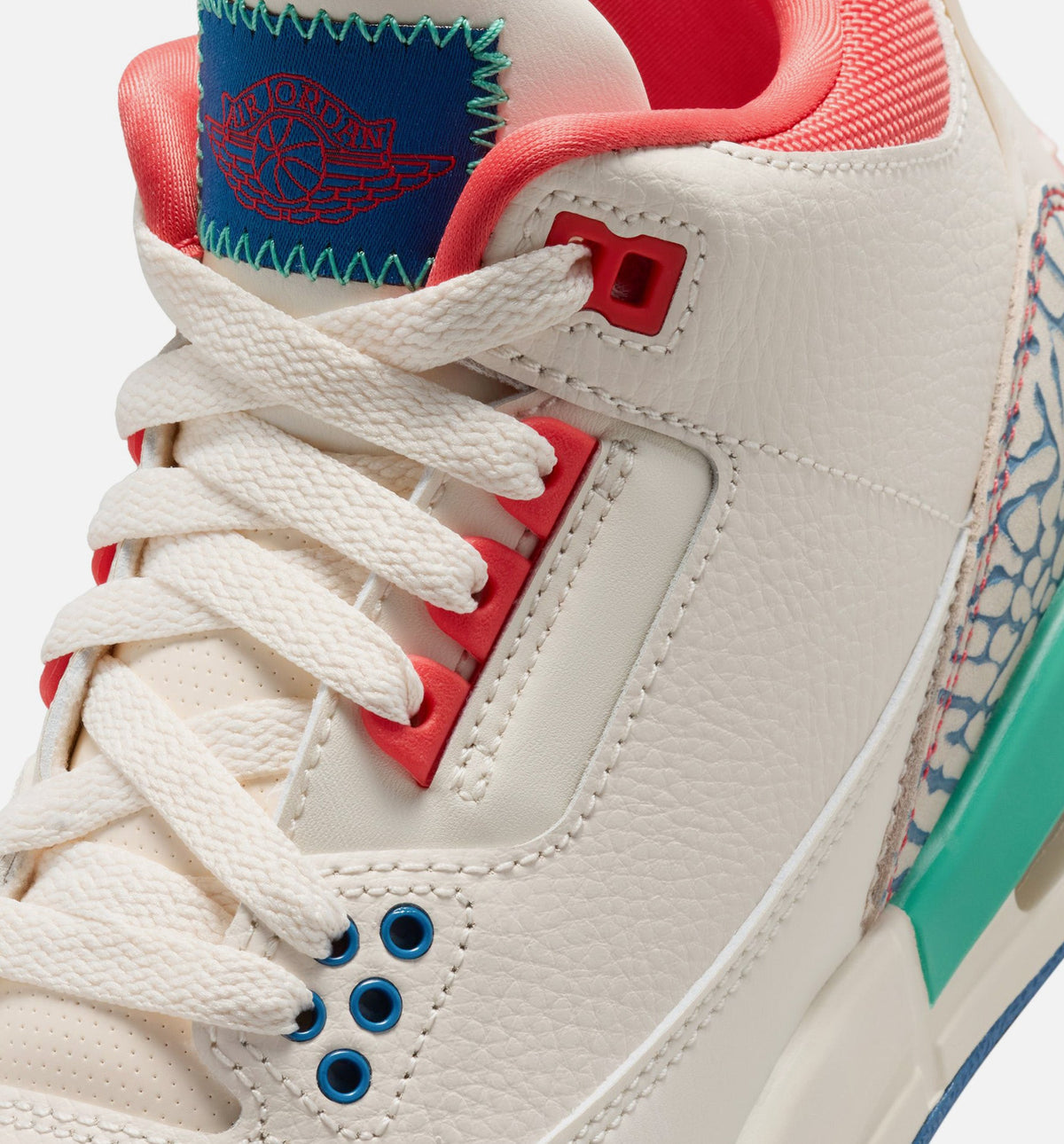Air Jordan 3 Retro Play Your Way Grade School Shoe - Chalk/Track Red/True Blue/Kinetic Green